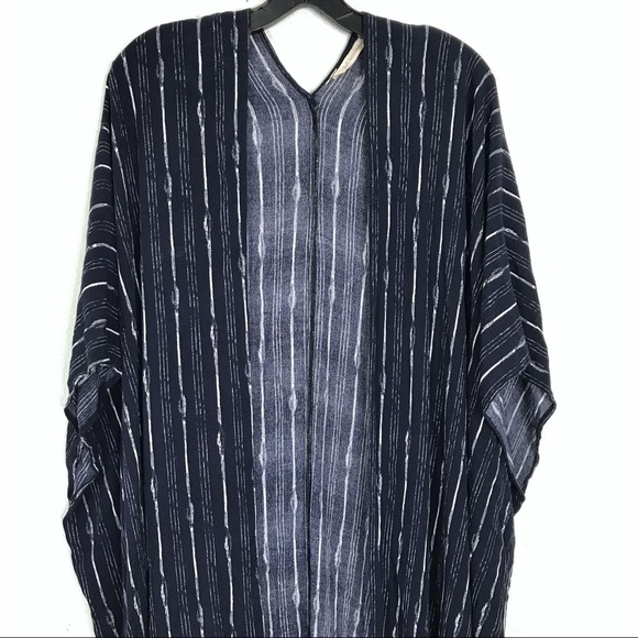 Soft Surroundings Blue White Long Open Drape Cardigan Wrap MISSY ONE SIZE *AS IS - Picture 5 of 14